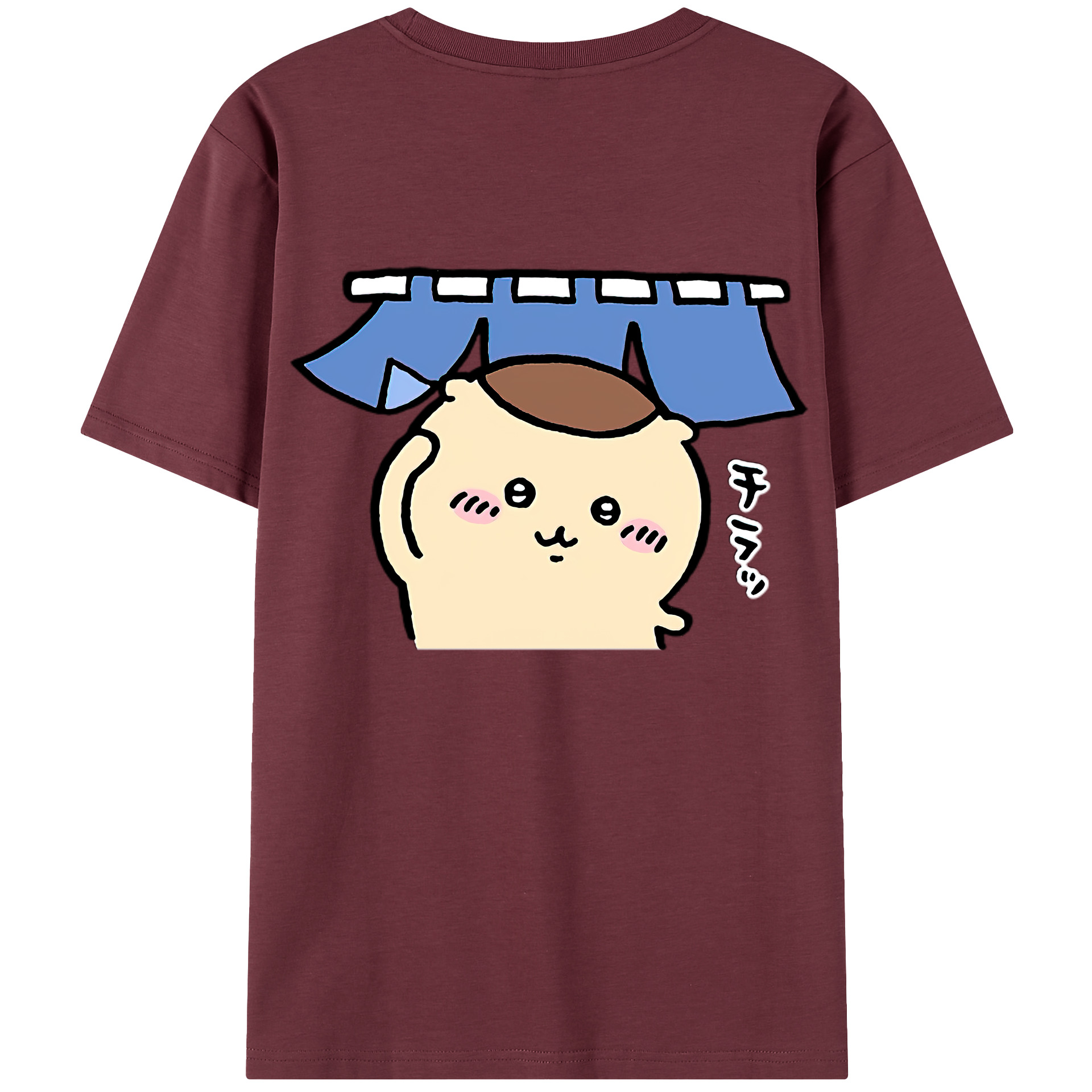 （画像用） ちいかわ くりまんじゅう Chii-kawa kuri manjū 綿100％半袖Tシャツ（背面プリント）
